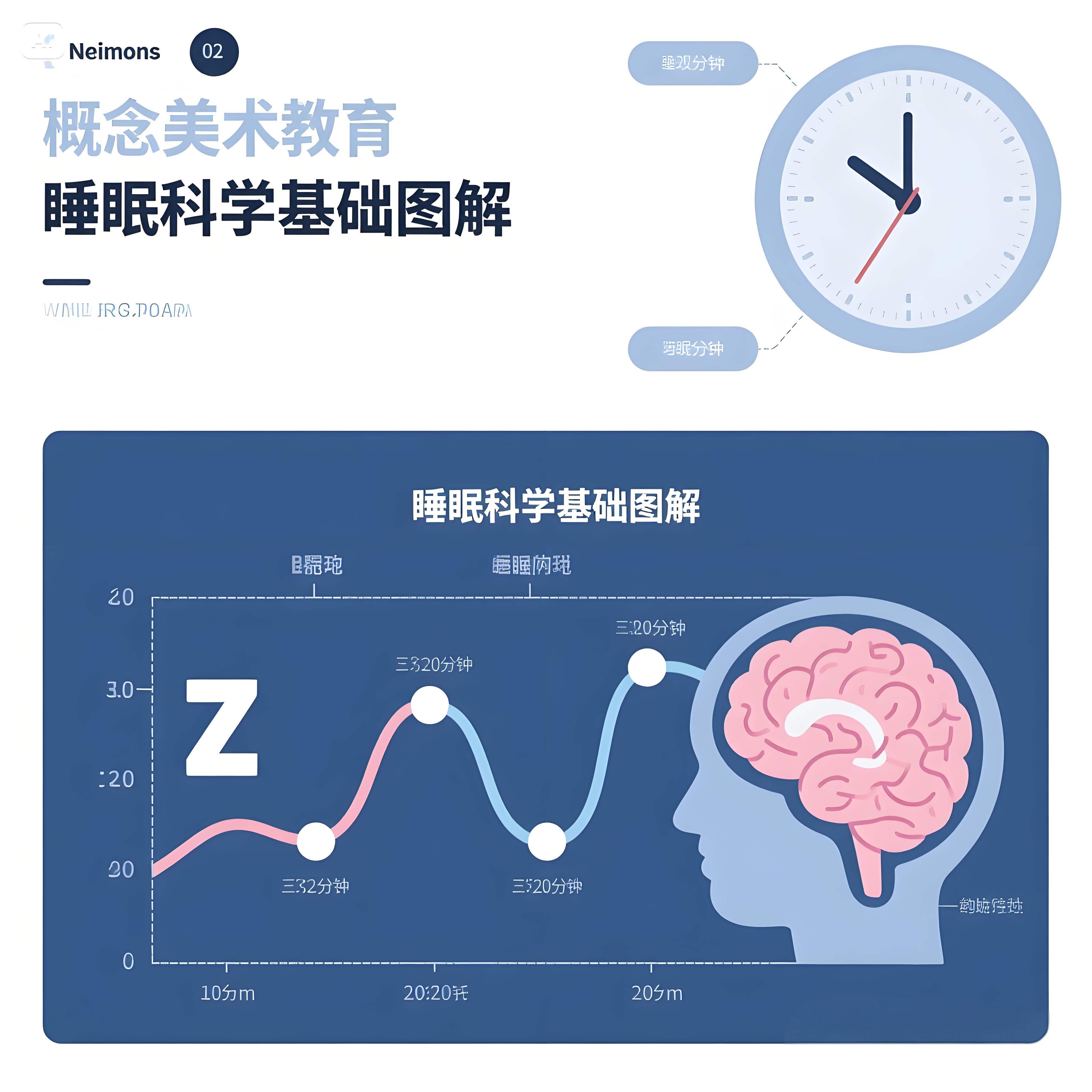睡眠科学基础图解：展示睡眠周期和大脑活动